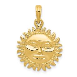 Jewelryweb 14k Yellow Gold Solid Polished 3-Dimensional Sun Pendant - Measures 23x16mm
