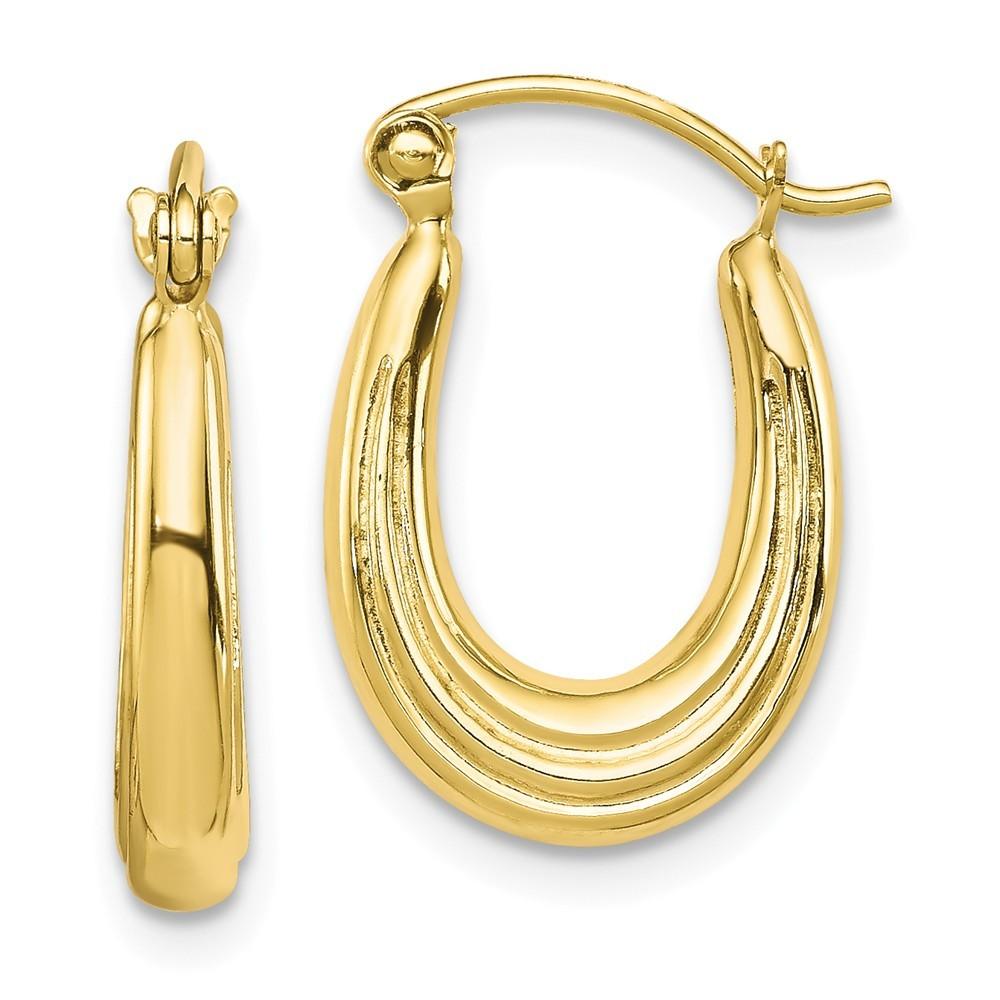 Jewelryweb 10k Yellow Gold Fancy Small Hoop Earrings
