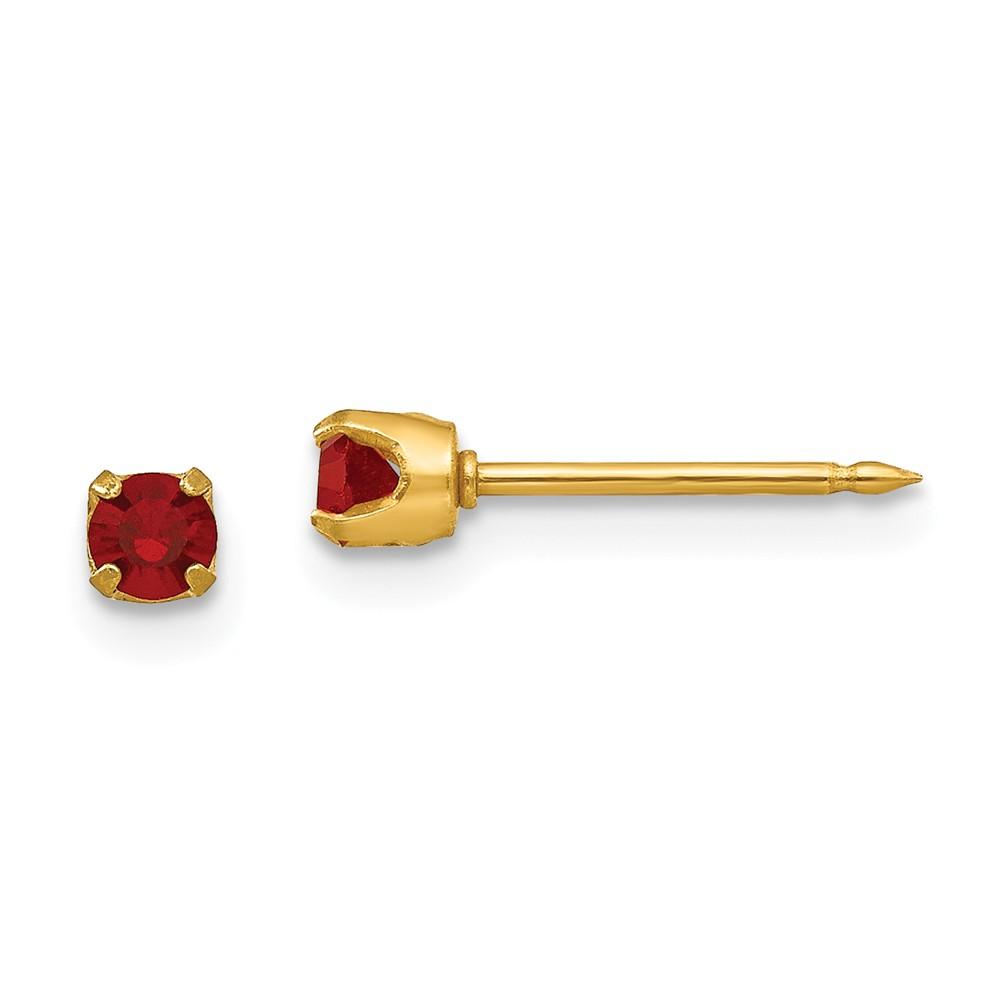 Jewelryweb 14k Yellow Gold 3mm July Crystal Birthstone Post Earrings