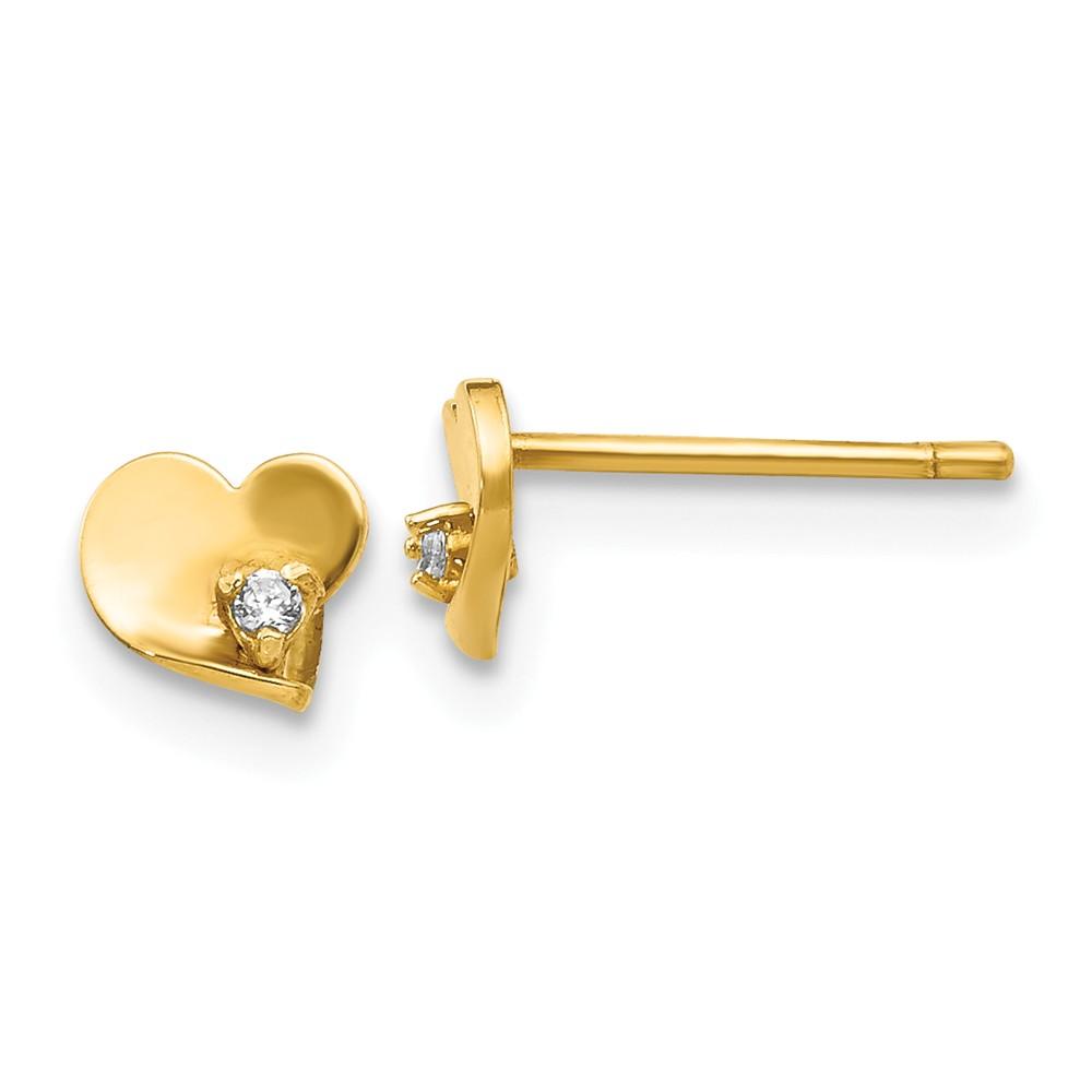 Jewelryweb 14k Yellow Gold Madi K Cubic Zirconia Childrens Heart Post Earrings