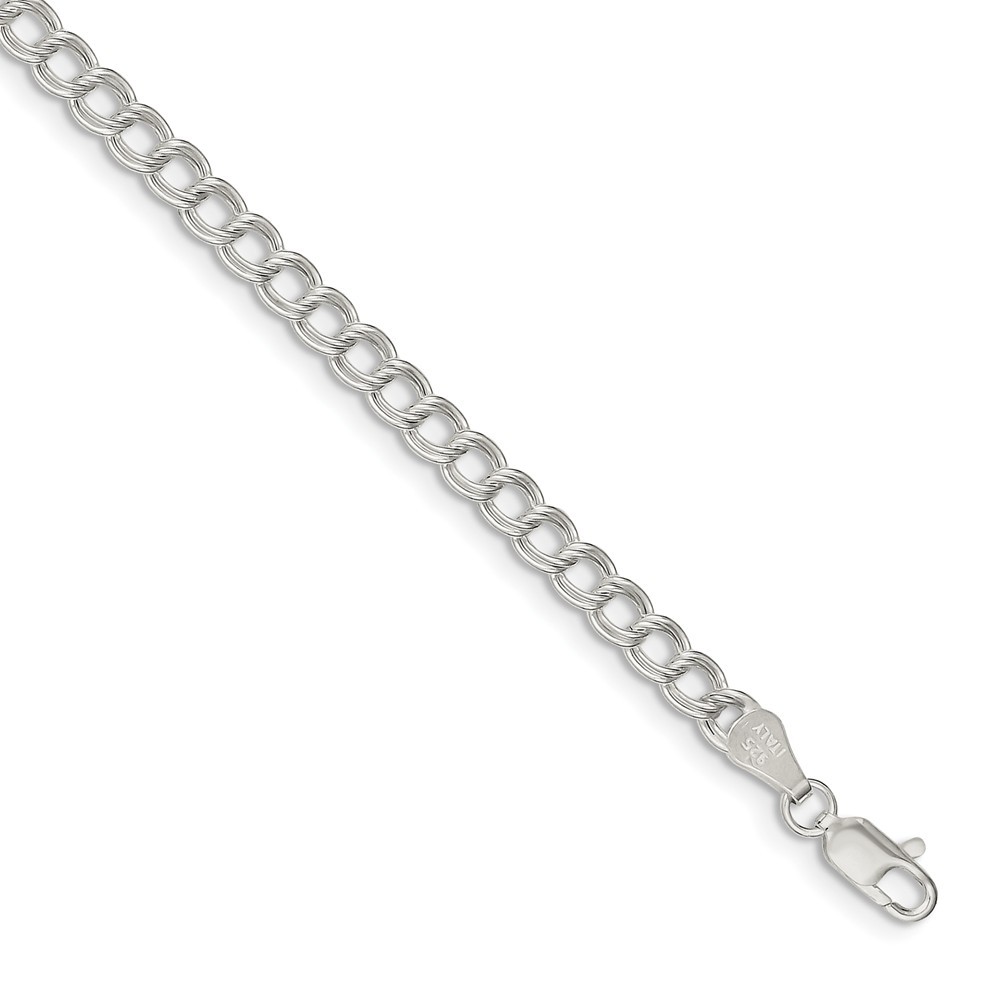 Jewelryweb 5mm Sterling Silver Double Link Charm Bracelet - 6 Inch