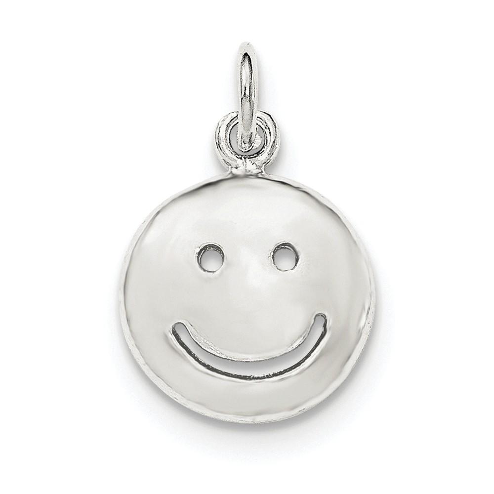 Jewelryweb Sterling Silver Polished Smiley Face Pendant
