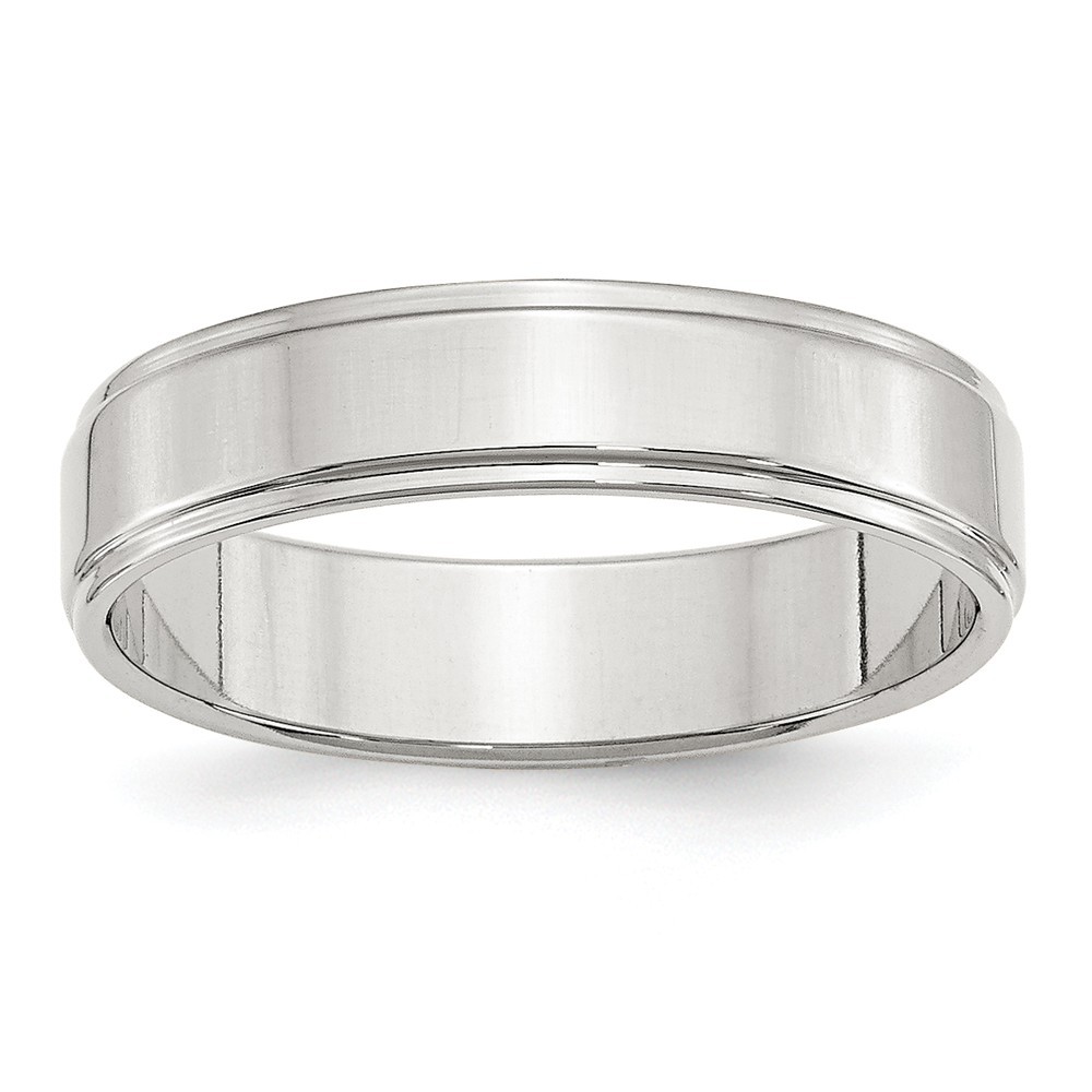 Jewelryweb Sterling Silver 5mm Flat With Step Edge Size 4.5 Band Ring