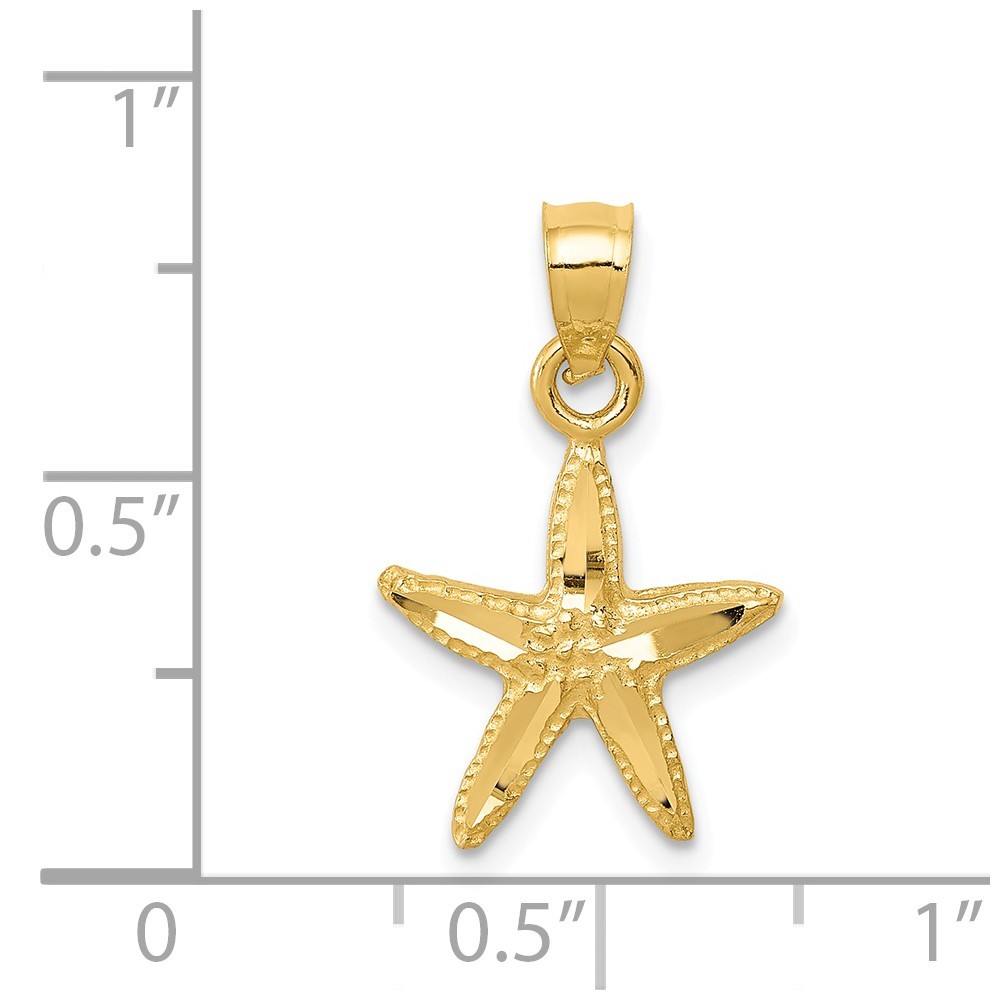 Jewelryweb 14k Yellow Gold StarFish Pendant - Measures 20.7x12.6mm