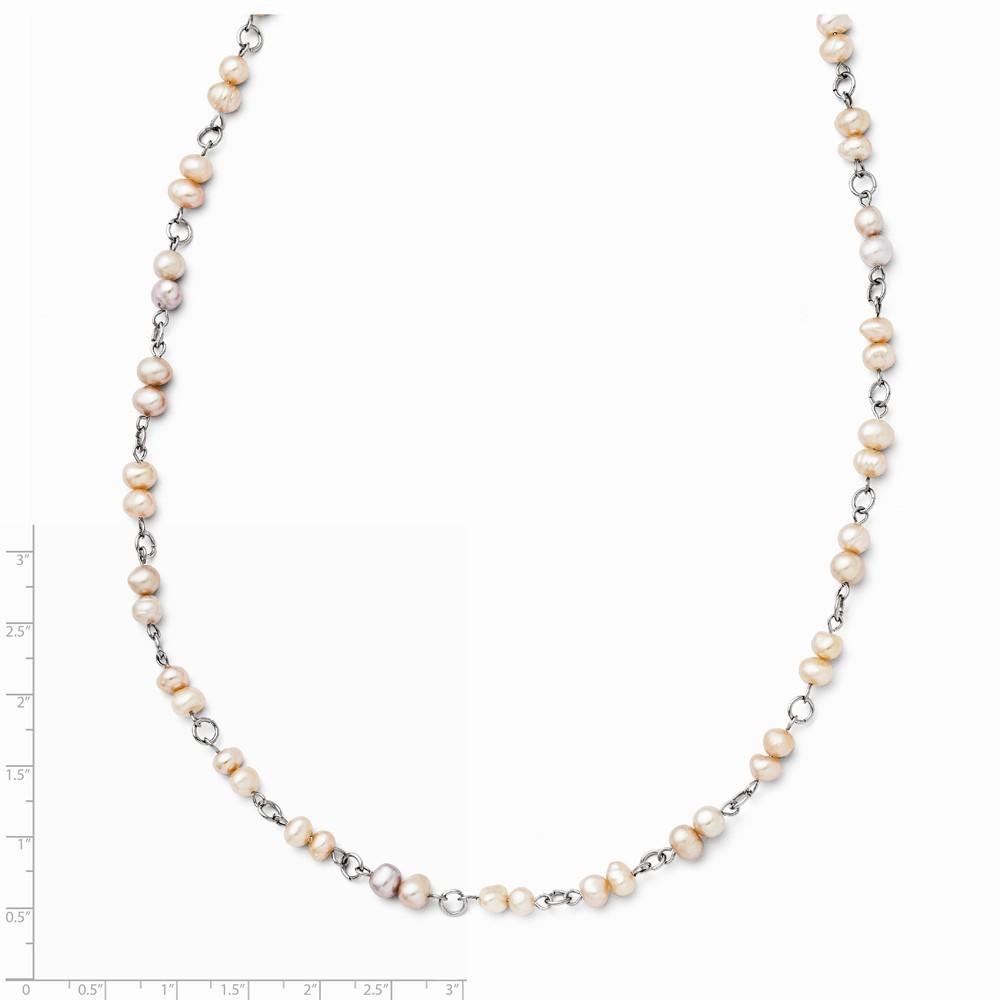 Jewelryweb Stainless Steel Slip-on Freshwater Cultured Pearl Necklace - 34 Inch