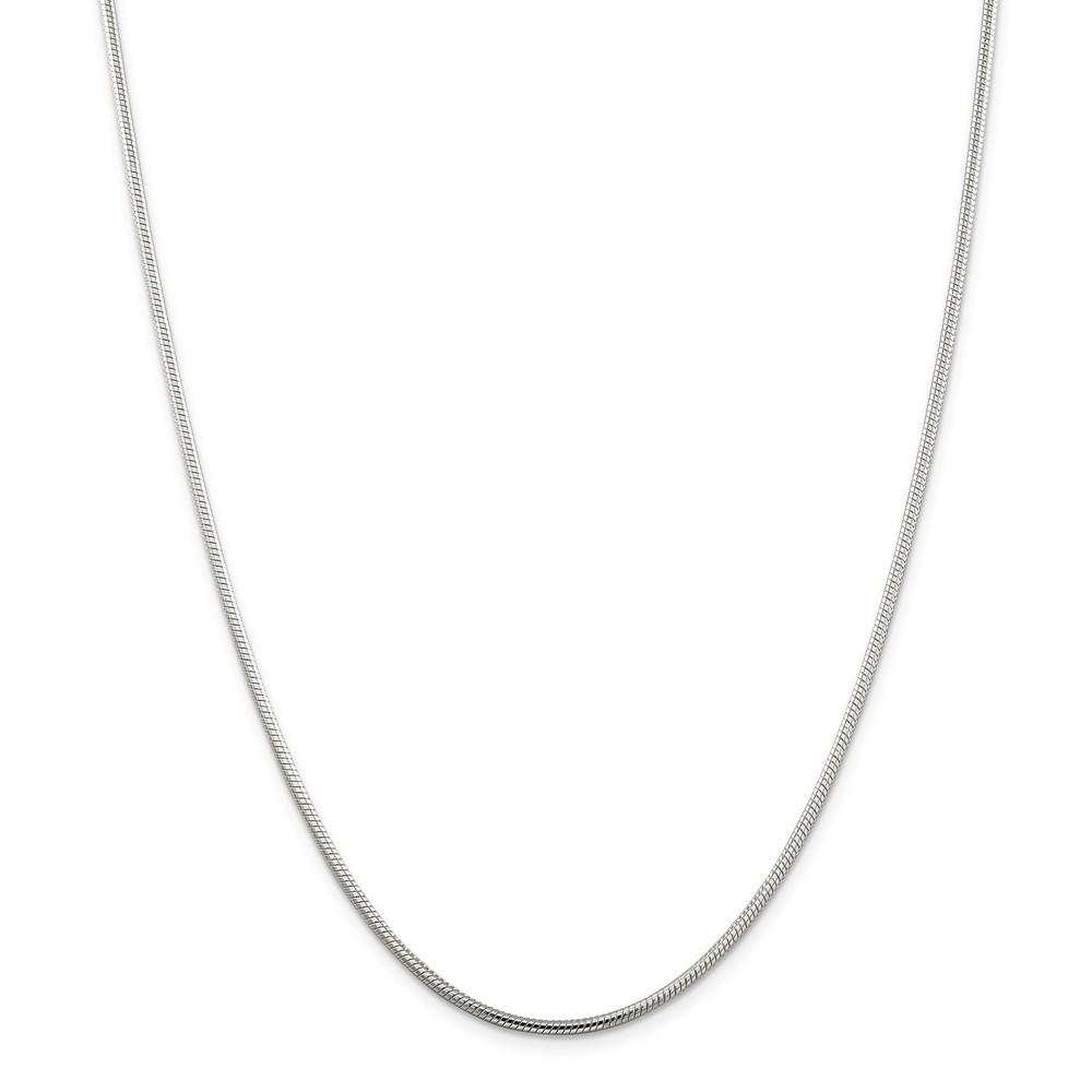 Jewelryweb Sterling Silver 2mm Round Snake Chain Necklace - 24 Inch - Lobster Claw