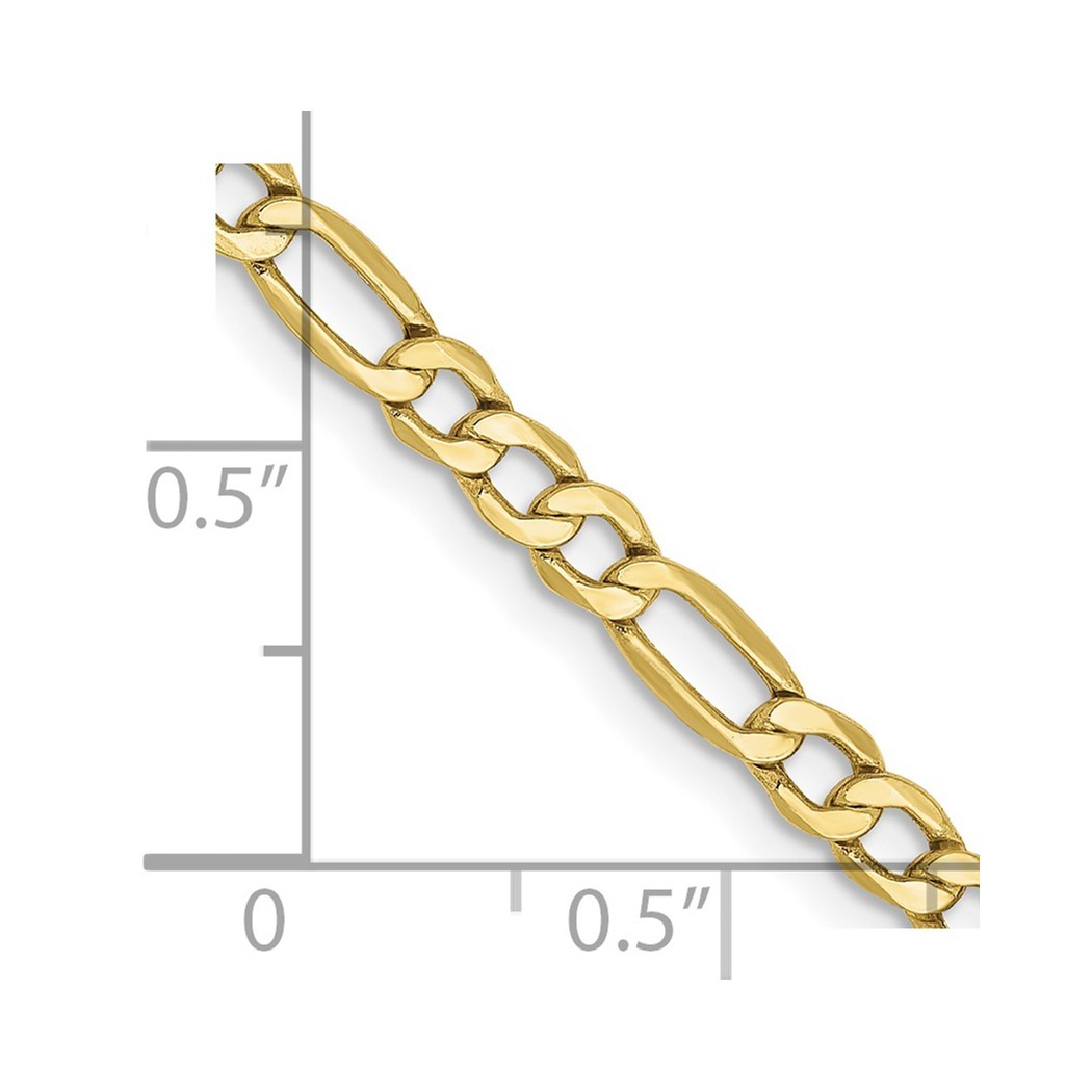 Jewelryweb 10k 3.5mm Semi-solid Figaro Chain Necklace - 16 Inch