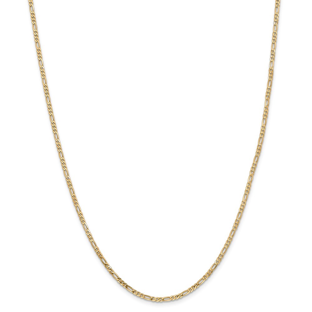 Jewelryweb 14k Yellow Gold 2.25mm Flat Figaro Chain Necklace - 16 Inch - Lobster Claw
