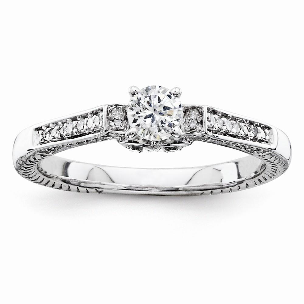 Jewelryweb Sterling Silver Diamond Engagement Ring - Size 7