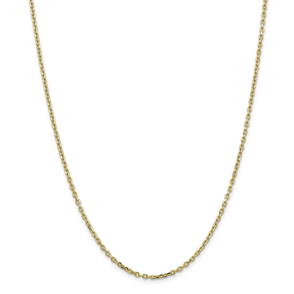 Jewelryweb 10k 2.2mm Sparkle-Cut Cable Chain Necklace - 24 Inch