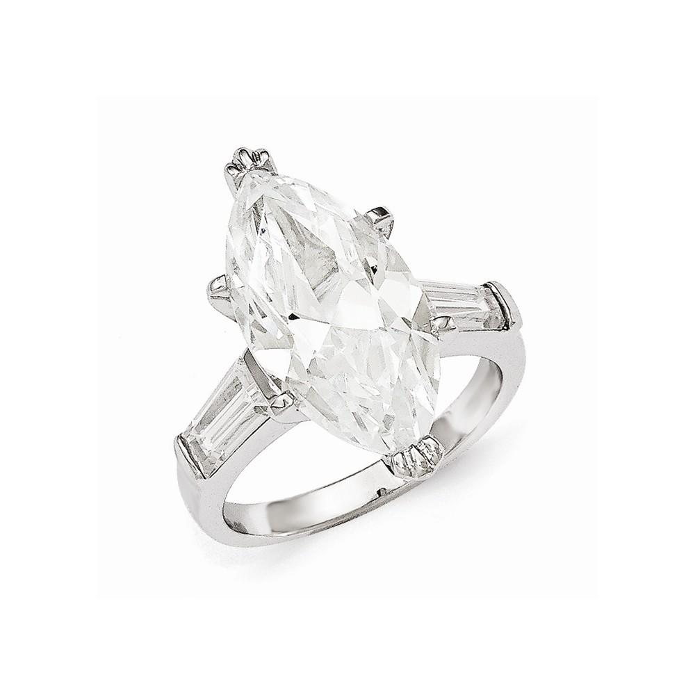 Jewelryweb Cheryl M Sterling Silver Cubic Zirconia Marquise Ring - Size 7