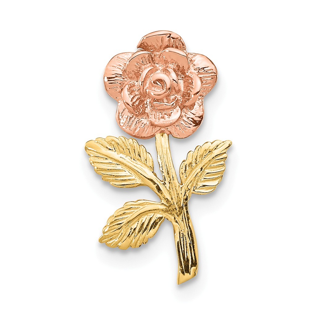 Jewelryweb 14k Two-Tone Gold Mini Children Pink Rose Flower Pendant - Measures 17x9mm