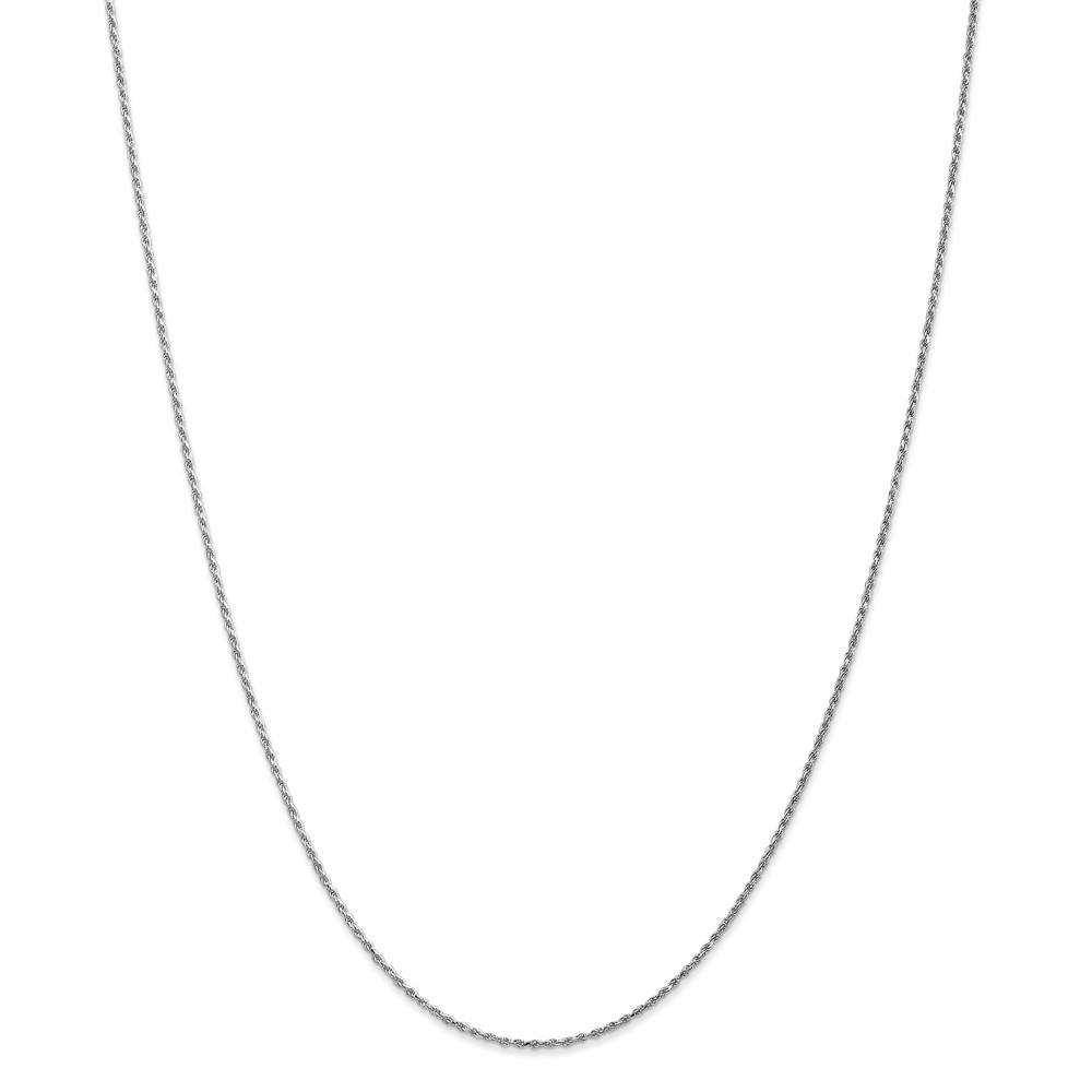 Jewelryweb 14k White Gold 1mm Rope Chain Necklace - 24 Inch - Lobster Claw