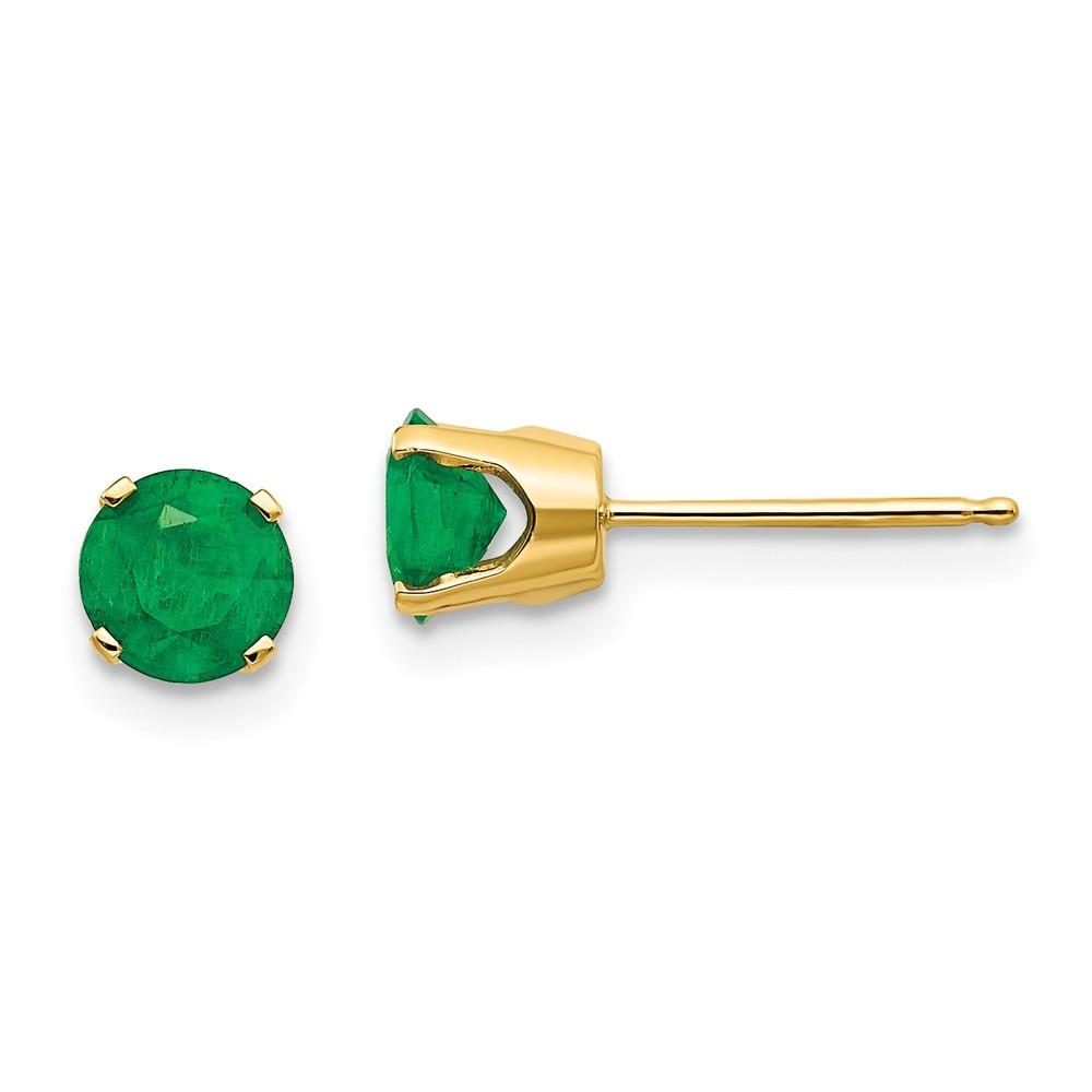 Jewelryweb 14k Yellow Gold Emerald Earrings - May Birthstone - Measures 5x5mm Wide