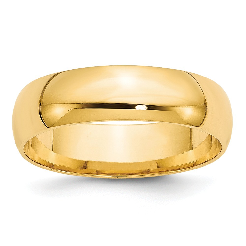 Jewelryweb 14k Yellow Gold 6mm Ltw Comfort Fit Band Size 8.5 Ring