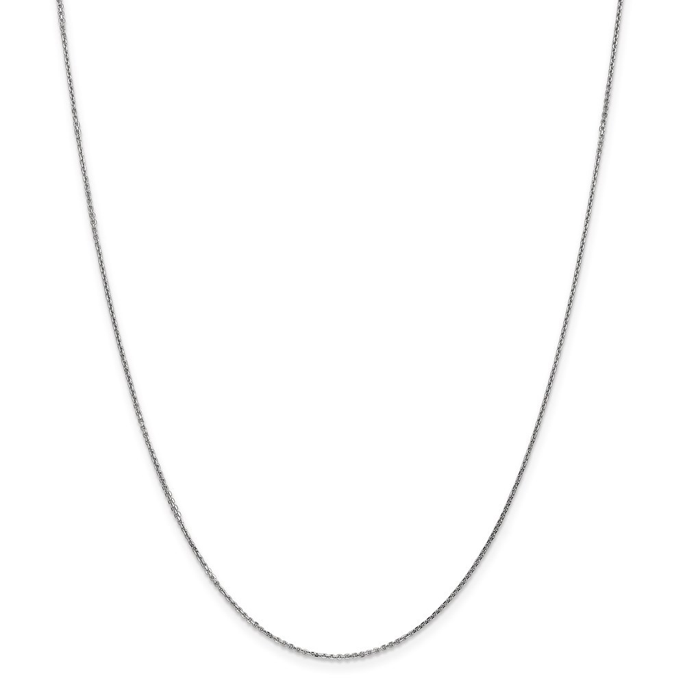 Jewelryweb 14k White Gold .95mm Solid D-Cut Cable Chain - 24 Inch - Lobster Claw