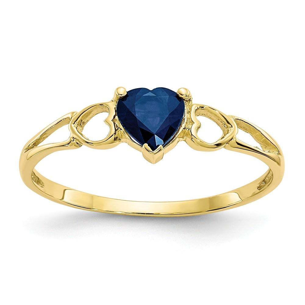 Jewelryweb 10k Yellow Gold Polished Sapphire Birthstone Ring - Size 6