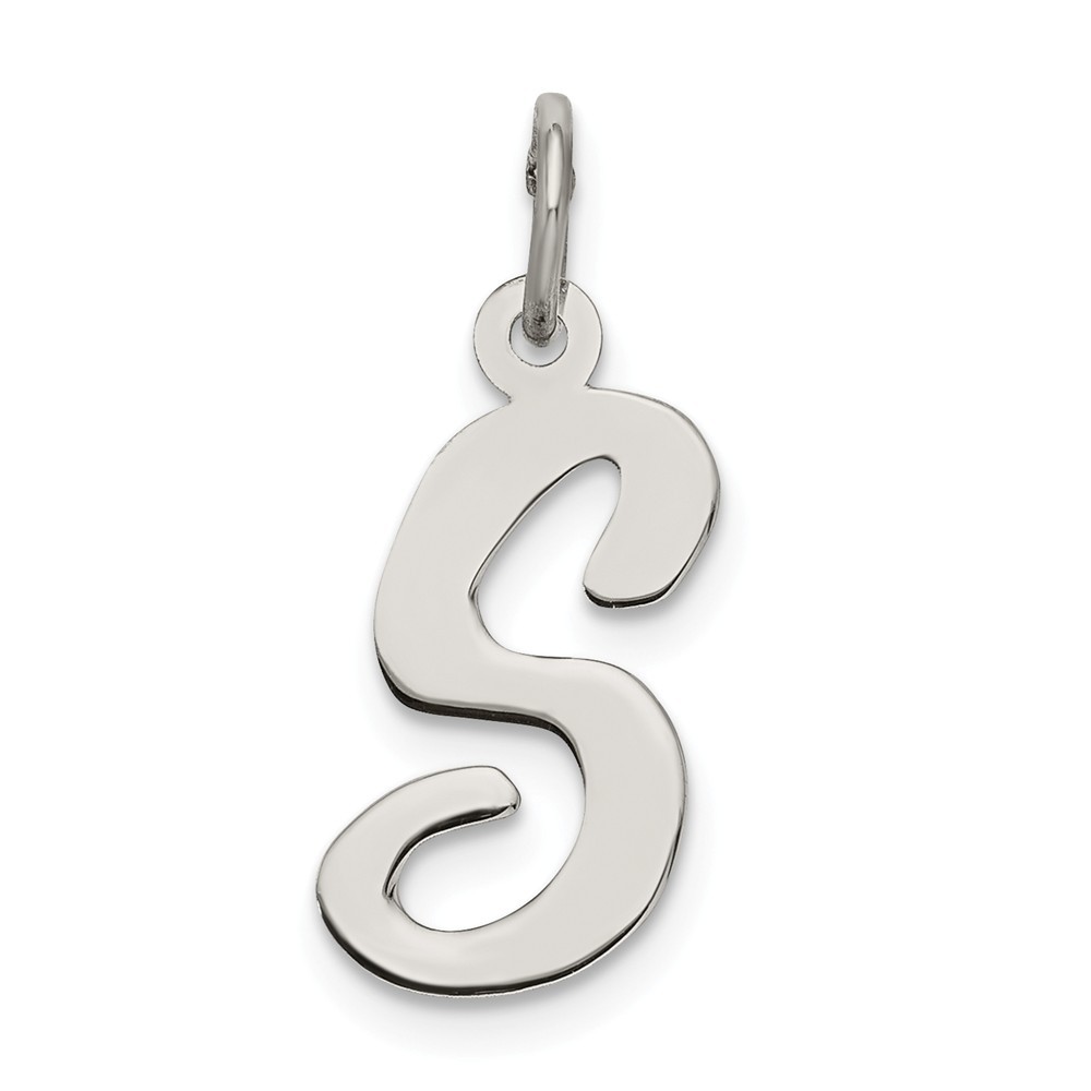 Jewelryweb Sterling Silver Medium Script Intial S Charm - Measures 18x8mm Wide