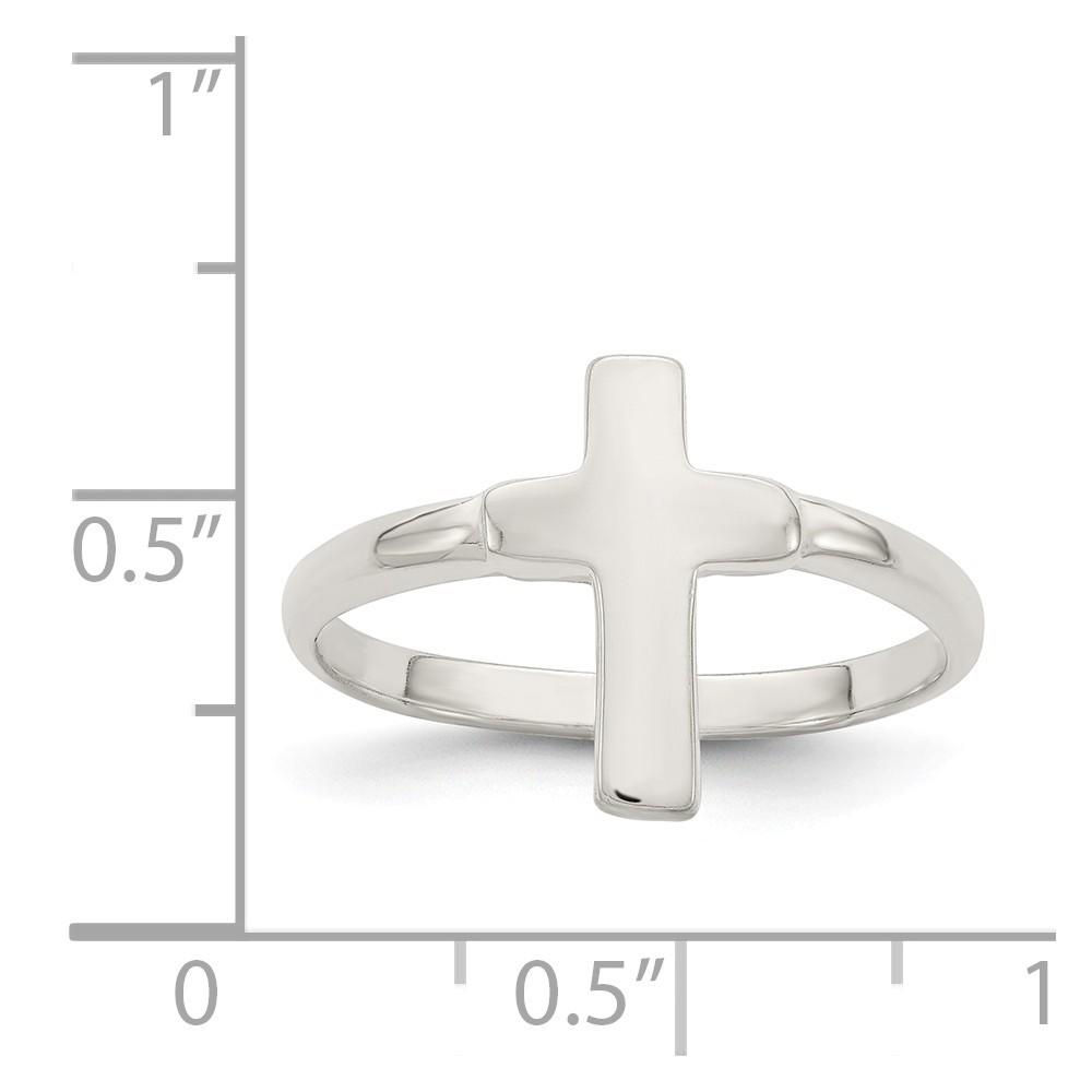 Jewelryweb Sterling Silver Solid Cross Ring - Size 7