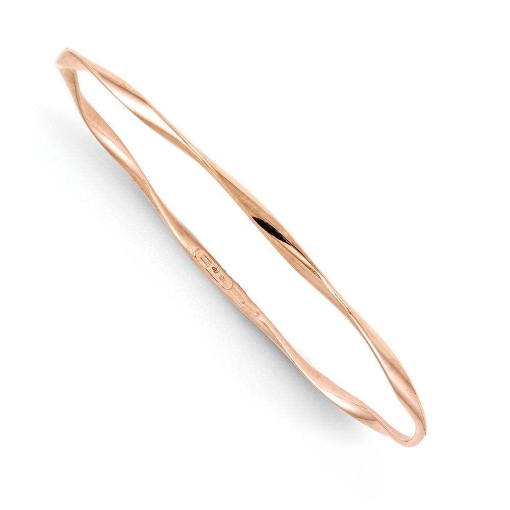 Jewelryweb 10k Rose Gold Slip-on Bangle Bracelet - 7 Inch - Measures 9.5mm Wide