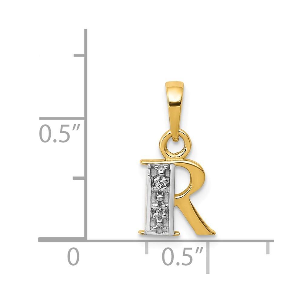 Jewelryweb 14k Two-Tone Gold Polished .01ct Diamond Initial R Charm - Measures 15.7x7.9mm
