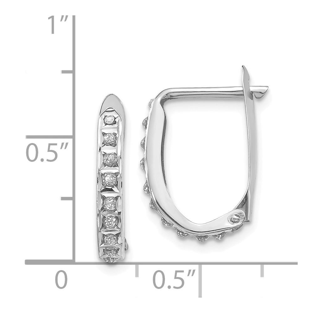Jewelryweb 14k White Gold Diamond Fascination Leverback Hoop Earrings - Measures 16x2mm Wide
