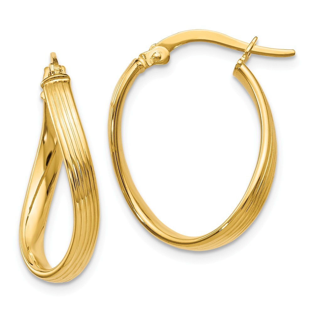 Jewelryweb 14k Yellow Gold Polished Hinged Hoop Earrings - Measures 21x17mm Wide 2.7mm Thick