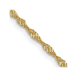 Jewelryweb 10k Gold Singapore Chain Necklace - 20 Inch - Measures 1.3mm Wide