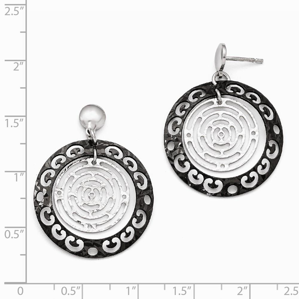 Jewelryweb Sterling Silver Ruthenium-plated Polished and Textured Earrings - Measures 35x27mm Wide