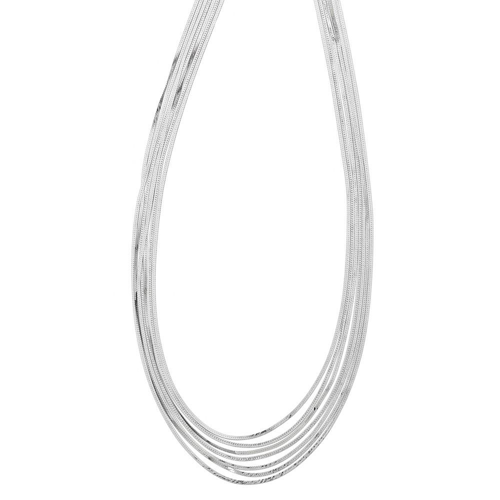 Jewelryweb 1.2mm Sterling Silver Herringbone 7 Strand Necklace - 17 Inch