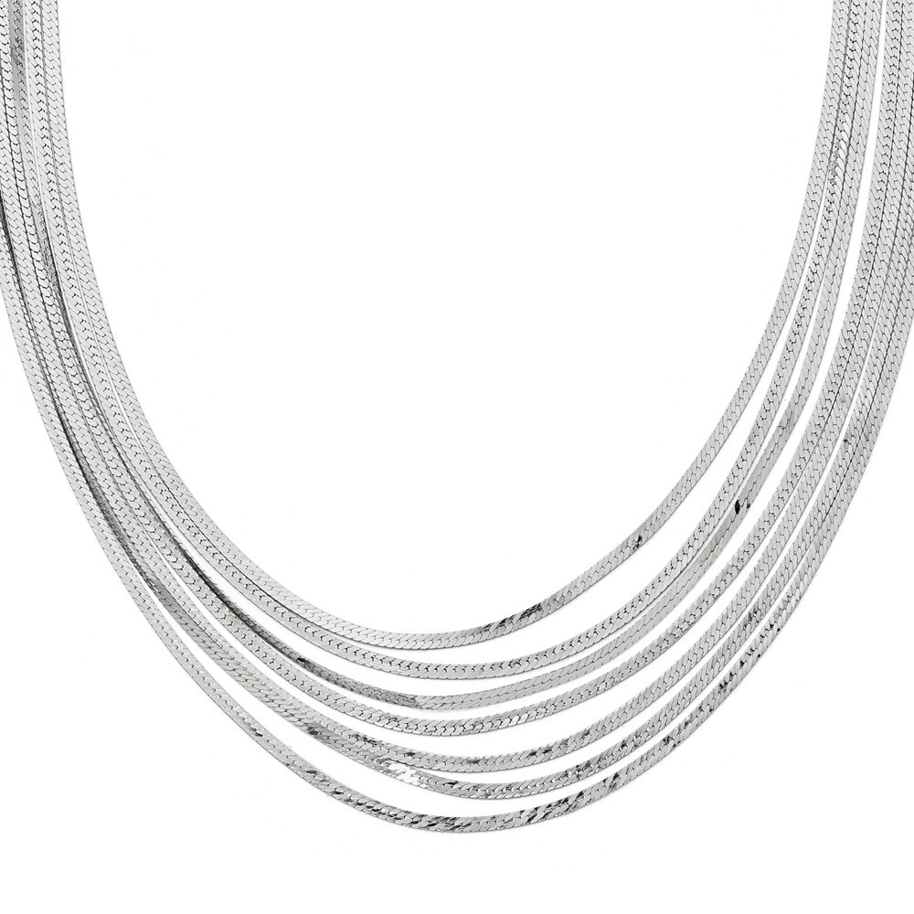 Jewelryweb 1.2mm Sterling Silver Herringbone 7 Strand Necklace - 17 Inch