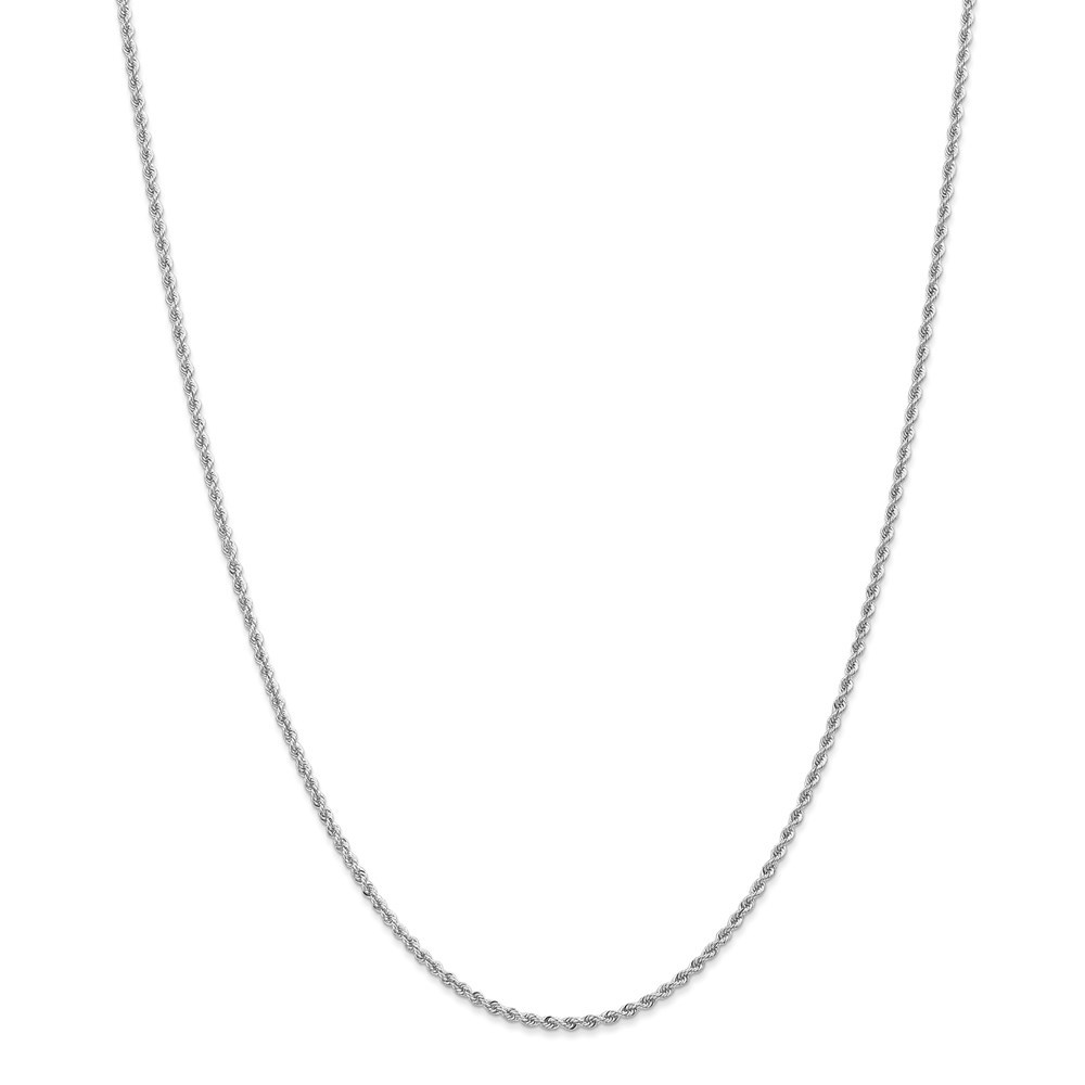 Jewelryweb 14k White Gold 2.0mm Regular Rope Necklace - 22 Inch - Lobster Claw