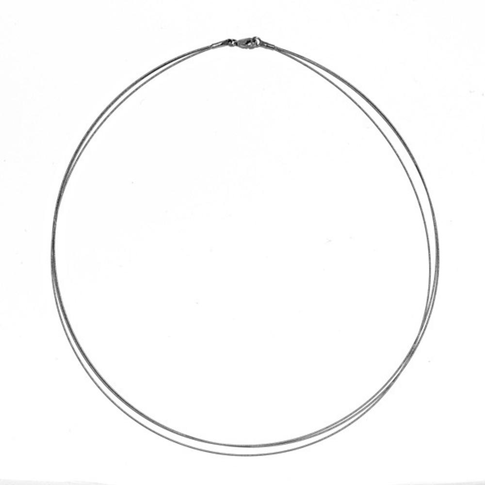 Jewelryweb 18k White Gold 0.5mm 3-Wire Cable Wire Necklace - 16 Inch