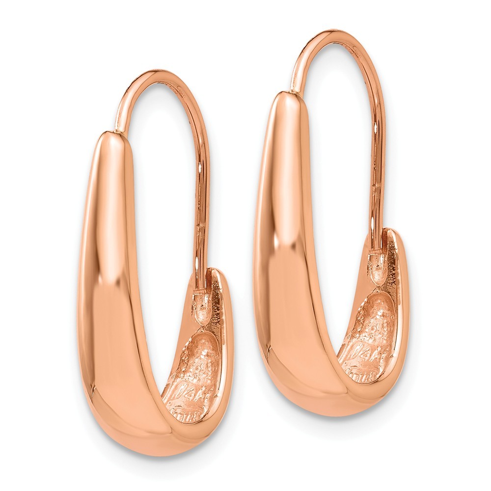 Jewelryweb 14k Rose Gold Polished Tapered J-Hoop Wire Earrings - Measures 8x5mm Wide