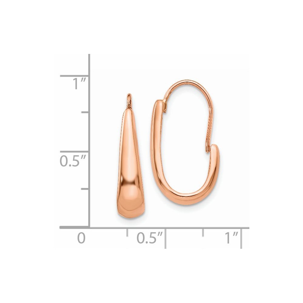 Jewelryweb 14k Rose Gold Polished Tapered J-Hoop Wire Earrings - Measures 8x5mm Wide