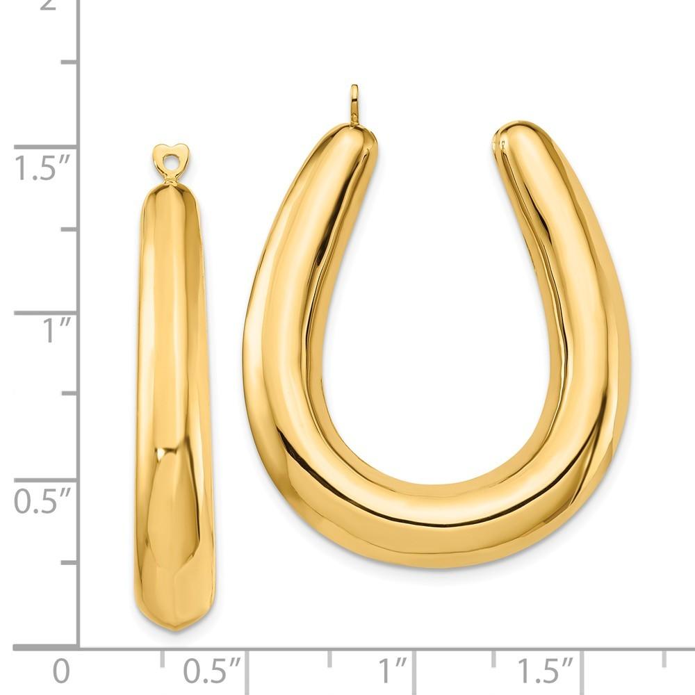 Jewelryweb 14k Yellow Gold Polished Hollow Hoop Earrings Jackets - Measures 37x7mm Wide