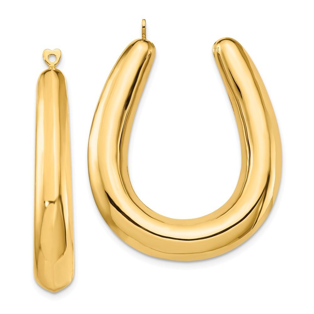 Jewelryweb 14k Yellow Gold Polished Hollow Hoop Earrings Jackets - Measures 37x7mm Wide