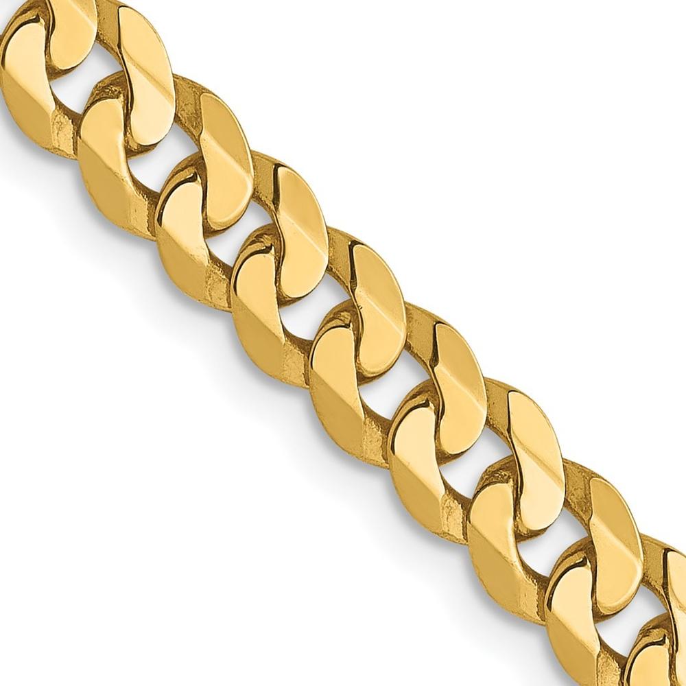Jewelryweb 14k Yellow Gold 4.6mm Beveled Curb Bracelet - 7 Inch