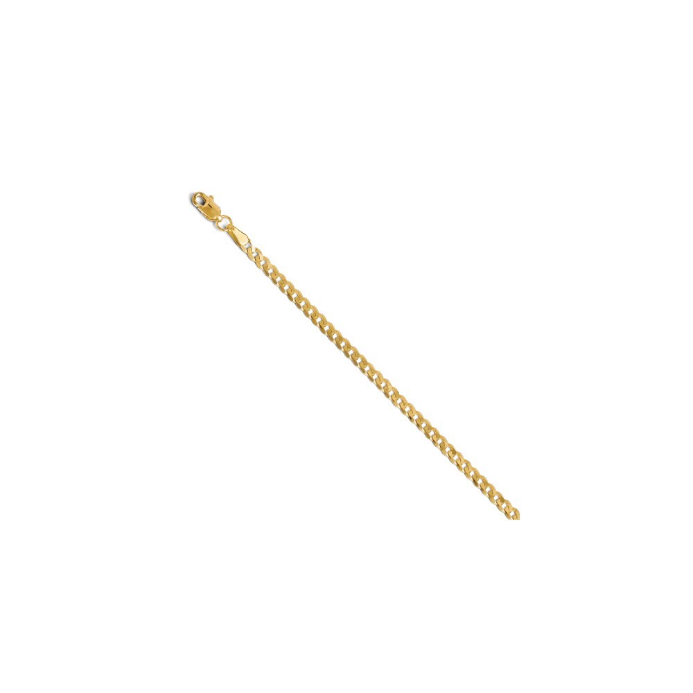 Jewelryweb 14k Yellow Gold 2.4mm Beveled Curb Chain Necklace - 20 Inch