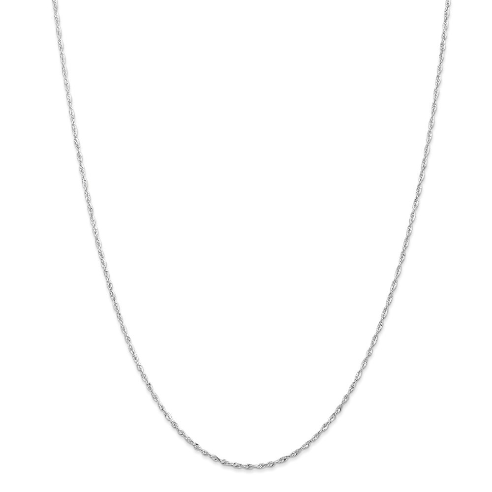 Jewelryweb 10k White Gold V-plus 2.5mm Sparkle-Cut Lightweight Chain Bracelet - 8 Inch