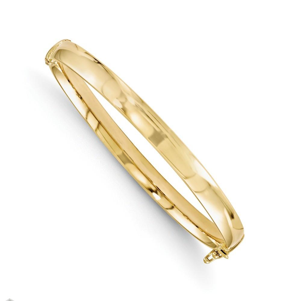 Jewelryweb 10k Yellow Gold Bangle Bracelet - 7 Inch - Measures 5.9mm Wide