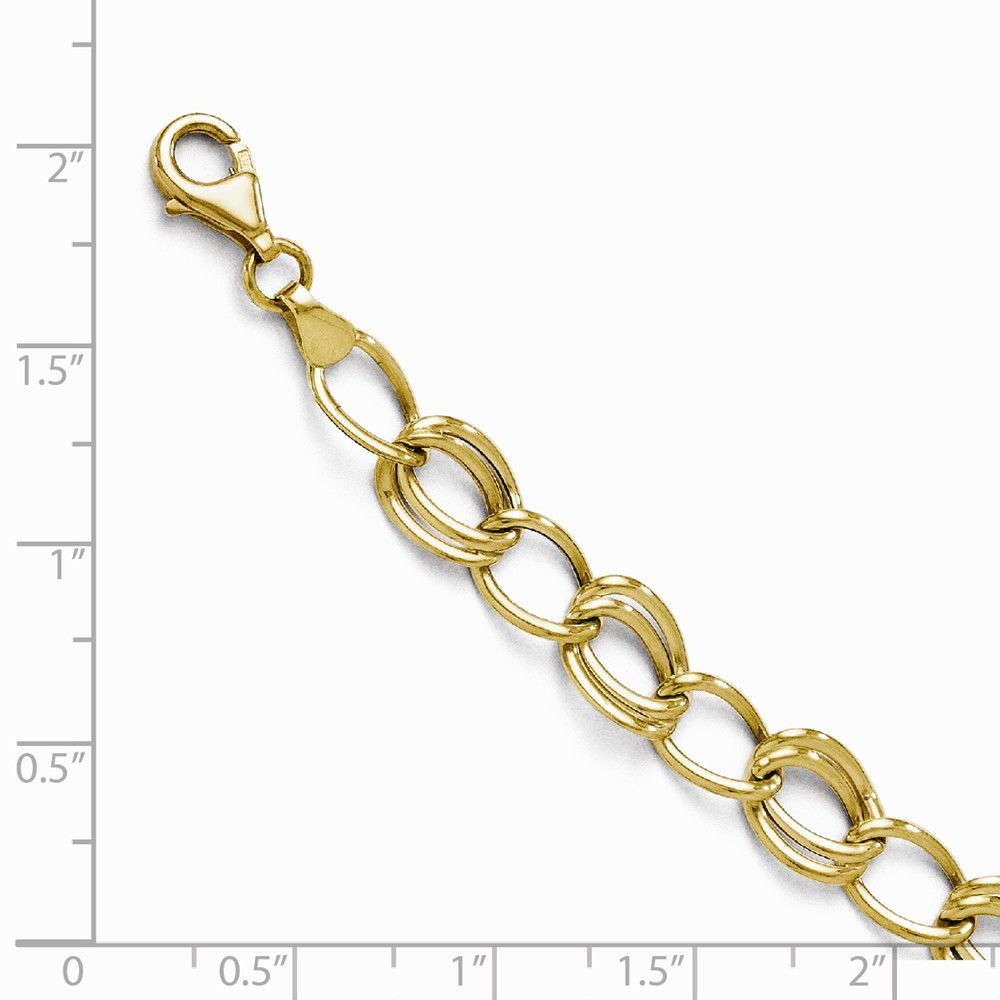 Jewelryweb 10k Yellow Gold Flat Curb Link Bracelet - 7 Inch