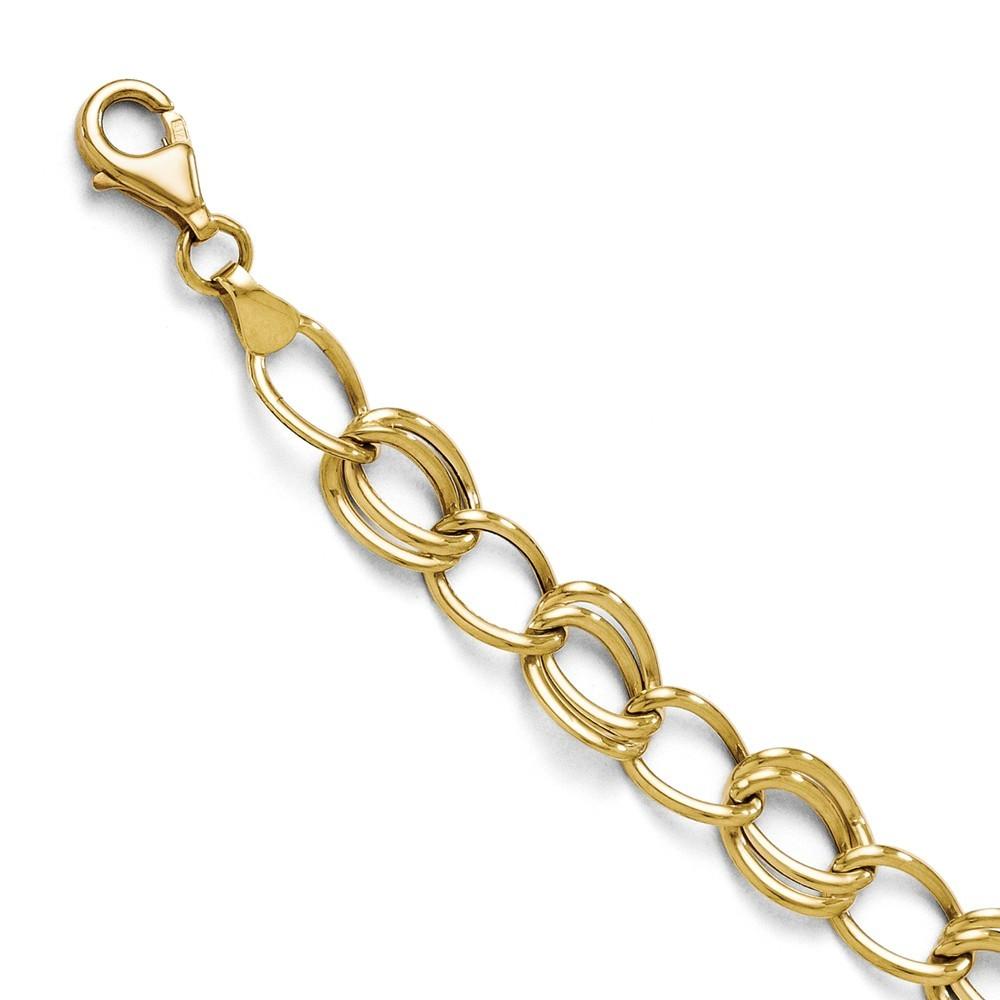 Jewelryweb 10k Yellow Gold Flat Curb Link Bracelet - 7 Inch