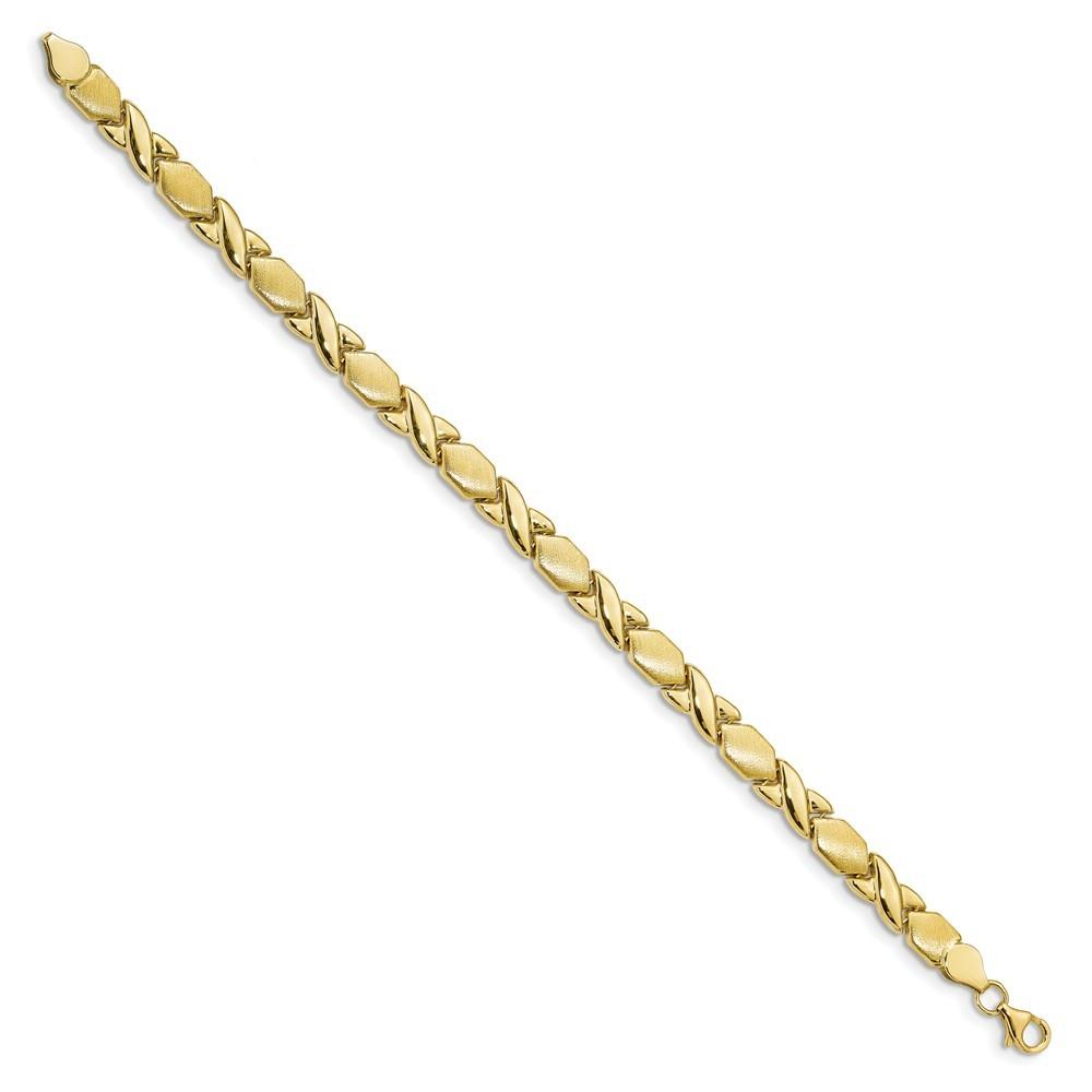 Jewelryweb 10k X and O Fancy Bracelet - 7.25 Inch