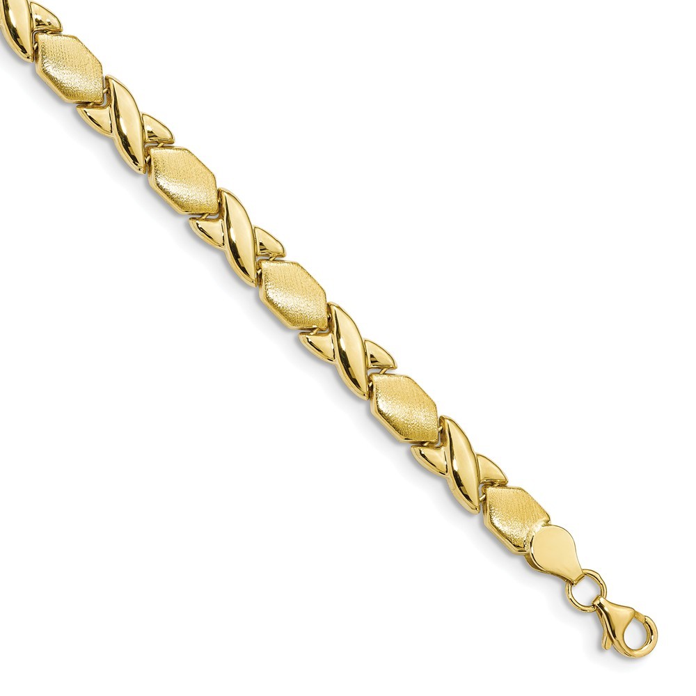 Jewelryweb 10k X and O Fancy Bracelet - 7.25 Inch
