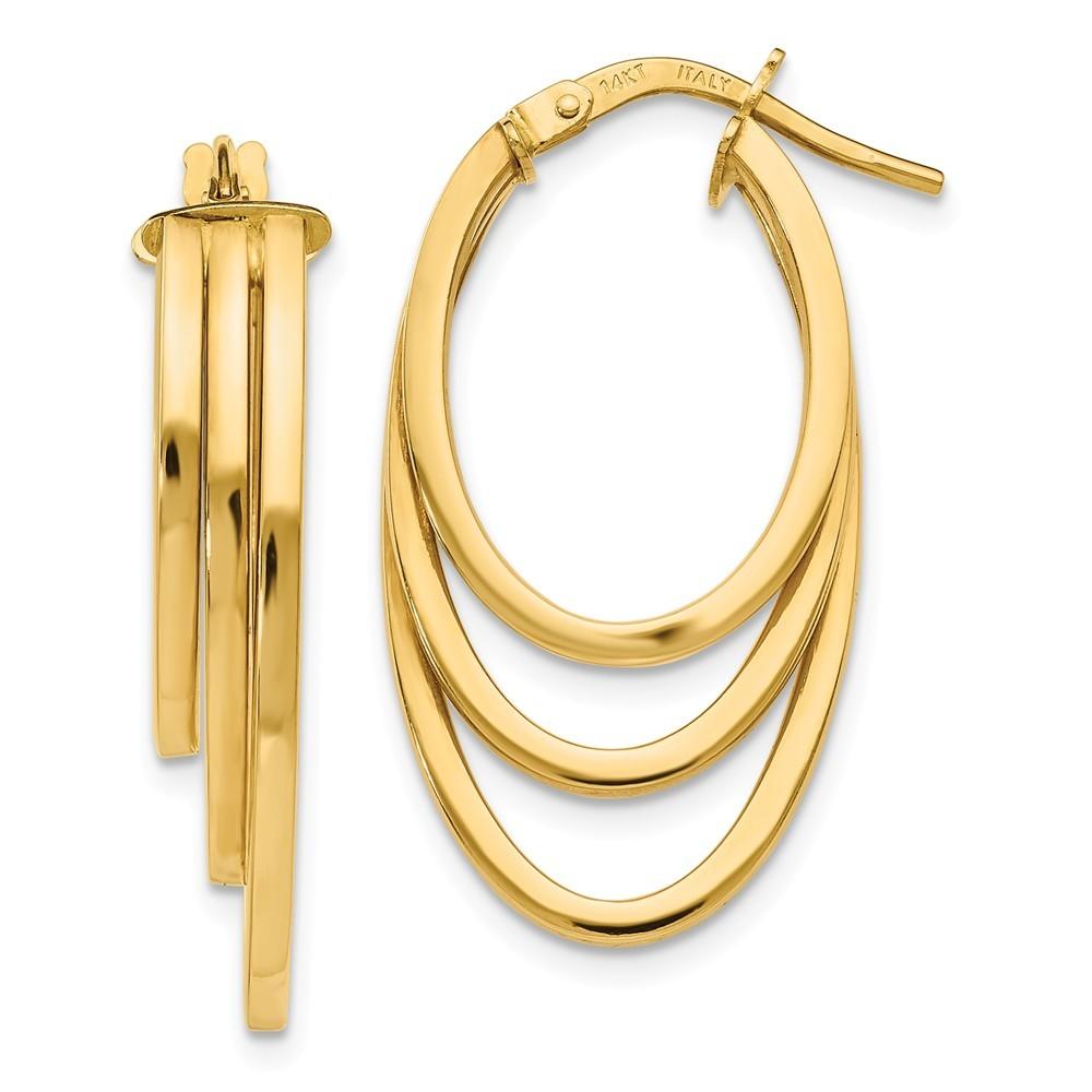 Jewelryweb 14k Polished Hoop Earrings - Measures 29.25x15mm Wide 5mm Thick