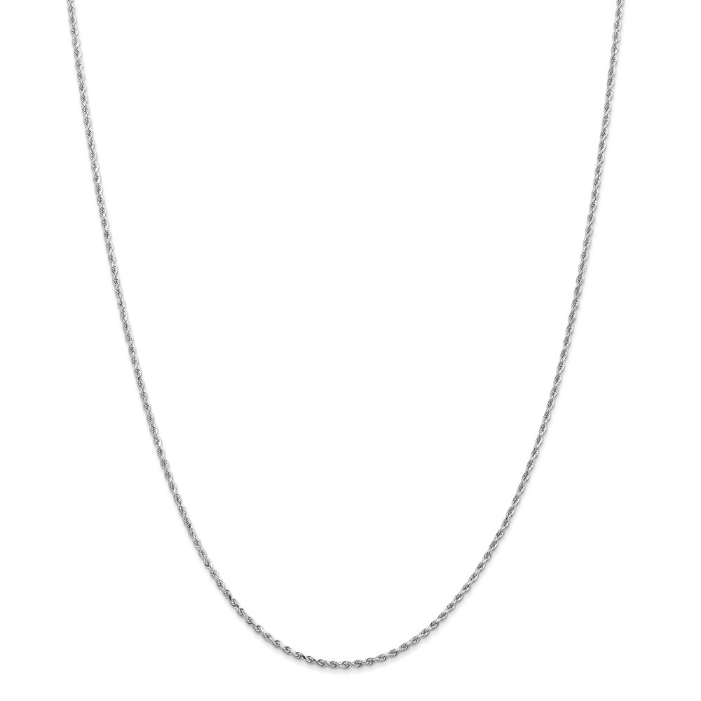 Jewelryweb 14k White Gold 1.5mm Sparkle-Cut Rope Chain Necklace - 20 Inch