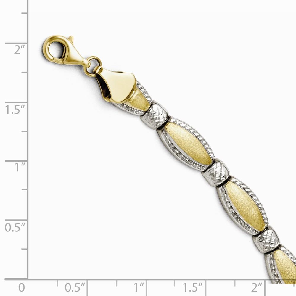 Jewelryweb 10k Two-Tone Gold Sparkle-Cut Bracelet - 7 Inch
