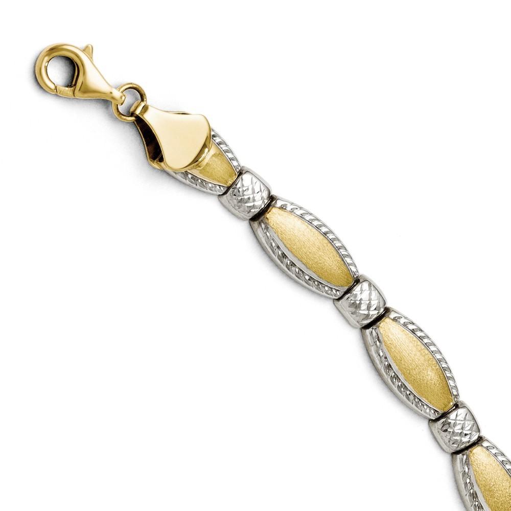 Jewelryweb 10k Two-Tone Gold Sparkle-Cut Bracelet - 7 Inch