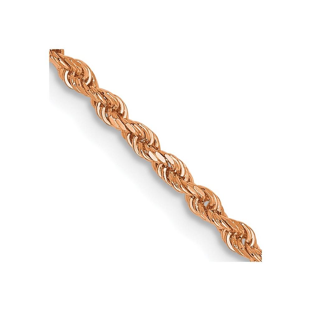 Jewelryweb 14k Rose Gold 1.5mm Sparkle-Cut Rope Chain Necklace - 18 Inch
